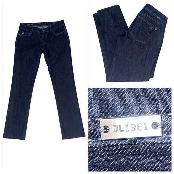 DL1961 Tory Slim Straight Dark Wash Jeans - Picture 1 of 15